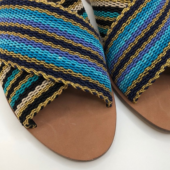 Diane Von Furstenberg Blue Cindi Slides Sandals - Picture 4 of 8